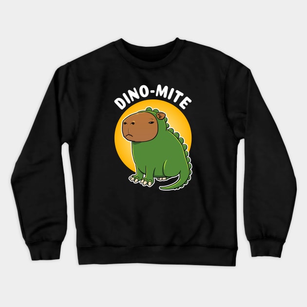 Dino-mite Capybara Dinosaur Costume Crewneck Sweatshirt by capydays